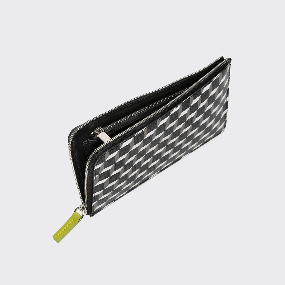 Pierre Hardy PALATINE WALLET, cube perspective coated canvas and lime lambskin, vue 2
