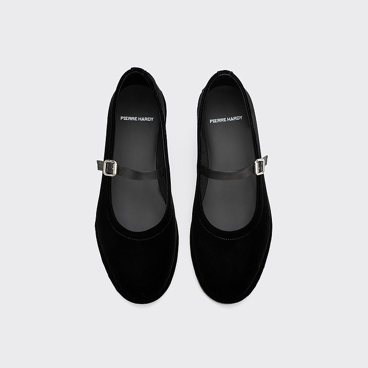 Pierre Hardy TRISH BALLERINA, lambskin and black suede, vue 3