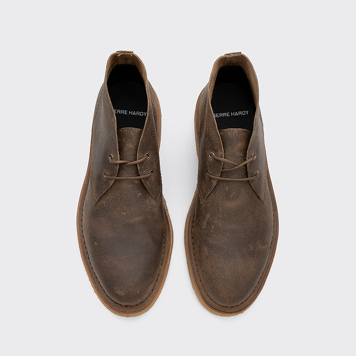 Pierre Hardy ANTOINE DESERT BOOT, oiled raw tobacco brown calfskin, vue 2