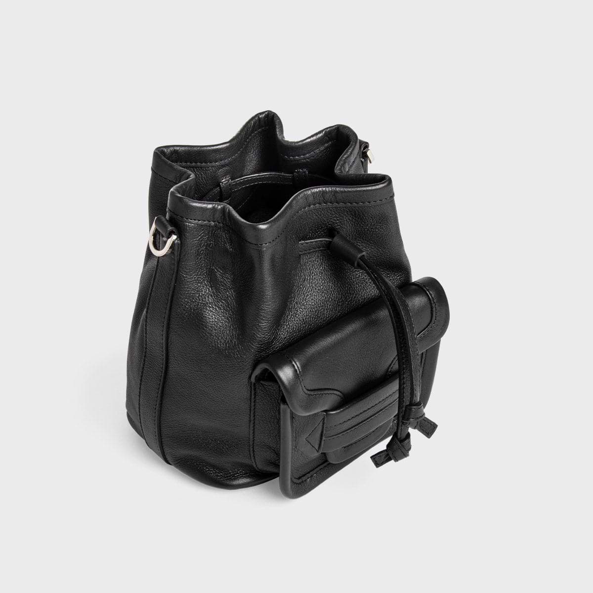 ALPHA DAY bucket bag for women in black grained leather PIERRE HARDY