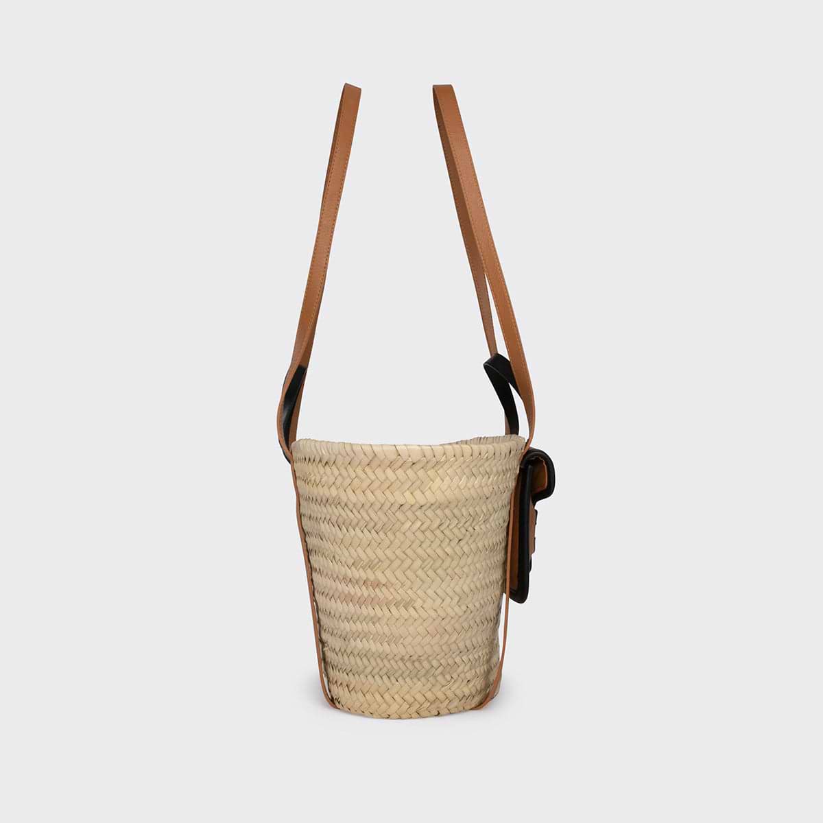 ALPHA basket for women in natural raffia camel leather PIERRE HARDY
