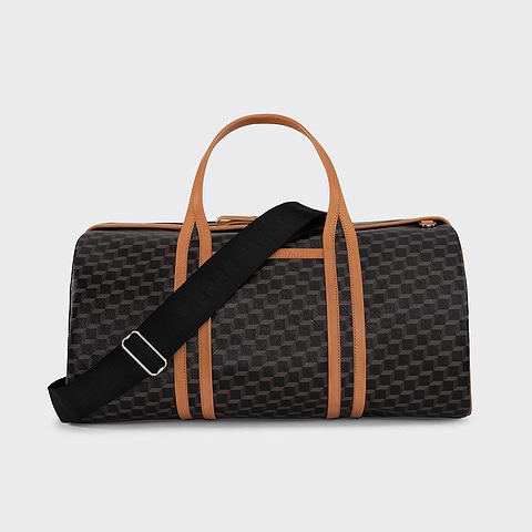 Pierre Hardy SAC WEEK-END CAB, toile enduite cube perspective noir et ganses en cuir de veau naturel