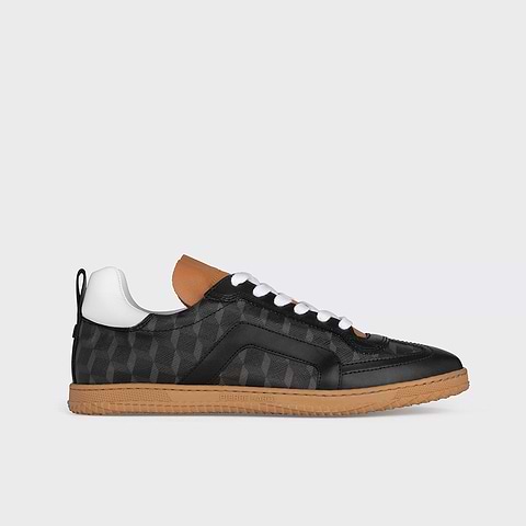 Pierre Hardy BASKETS START, toile enduite cube perspective noir et cuir de veau noir