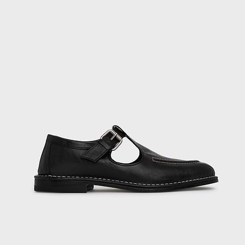 Pierre Hardy SANDALE MODICA, cuir de kangourou noir et couture blanches