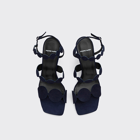 Pierre Hardy MULTI BULLE LAVA HEELED SANDAL, navy suede kidskin, vue 2