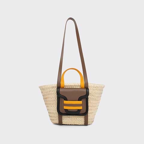 Pierre Hardy PANIER MINI ALPHA, cuir d'agneau camel & noir et cuir de veau mandarine