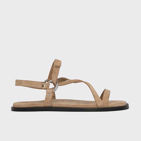 Pierre Hardy SLIM RIDER SANDAL, sand suede calfskin