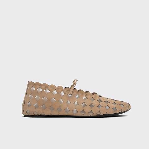 Pierre Hardy BALLERINE MINI BULLES, chevreau velours beige et mesh blanc