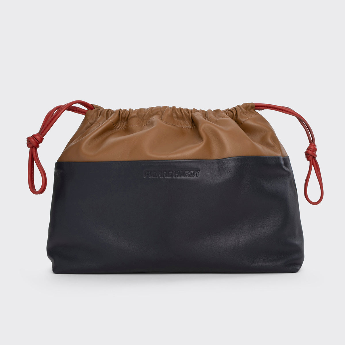 Pierre Hardy TWIN CLUTCH MAXI, camel and navy lambskin, vue 8