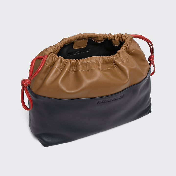 Pierre Hardy TWIN CLUTCH MAXI, camel and navy lambskin, vue 5