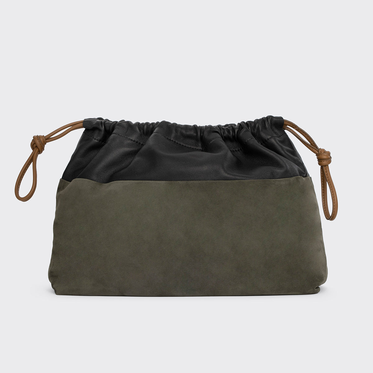 Pierre Hardy TWIN CLUTCH MAXI, khaki suede kidskin and black lambskin, vue 5
