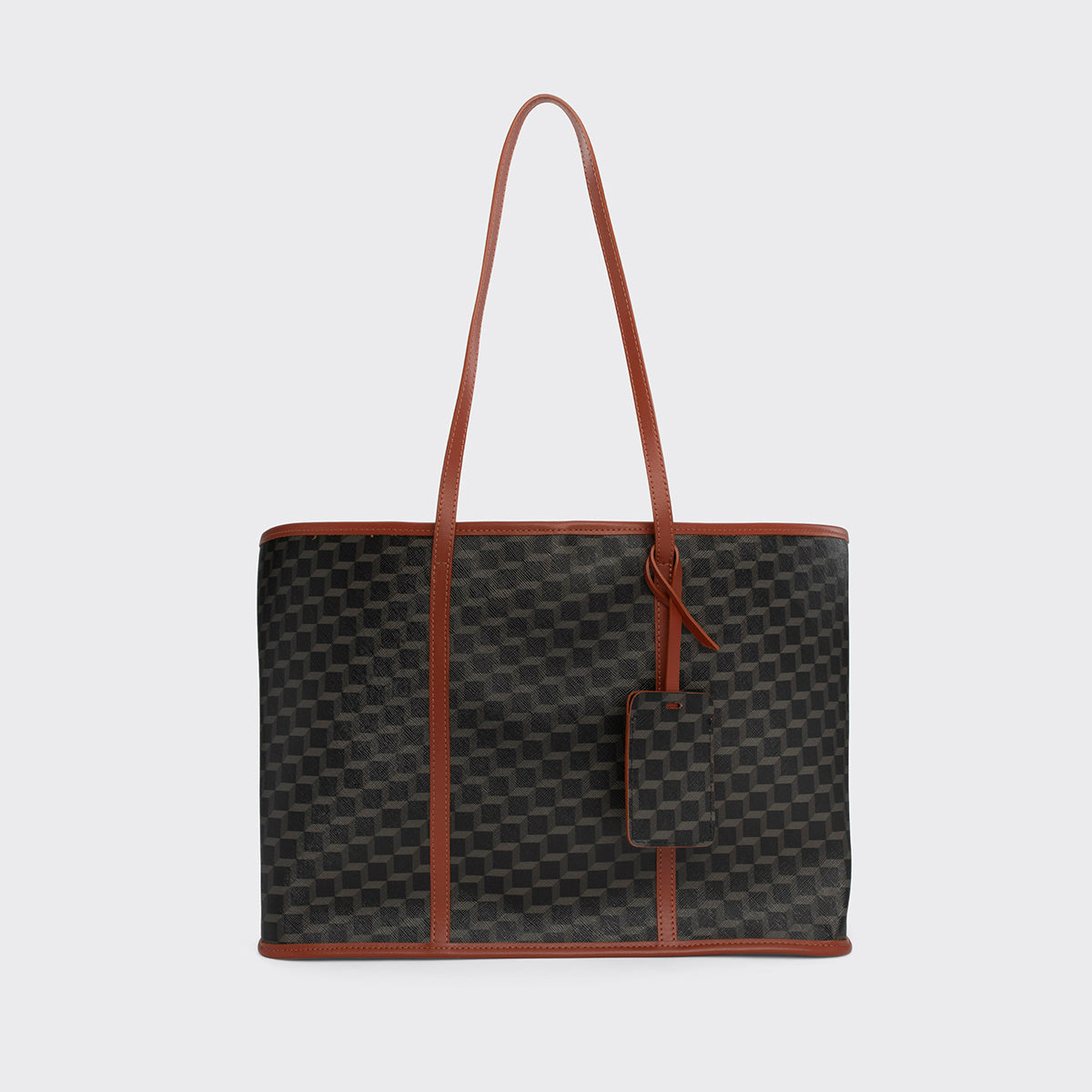 Pierre Hardy CAB TOTE, black cube perspective coated canvas and rust calfskin