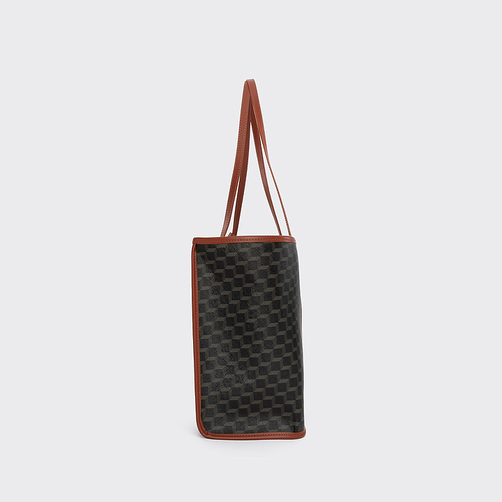 Pierre Hardy CAB TOTE, black cube perspective coated canvas and rust calfskin, vue 5