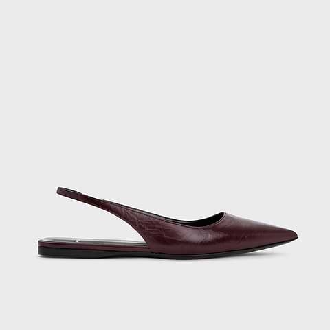 Pierre Hardy ESCARPIN SLINGBACK PLAT STELLA, cuir de veau craquelé bordeaux