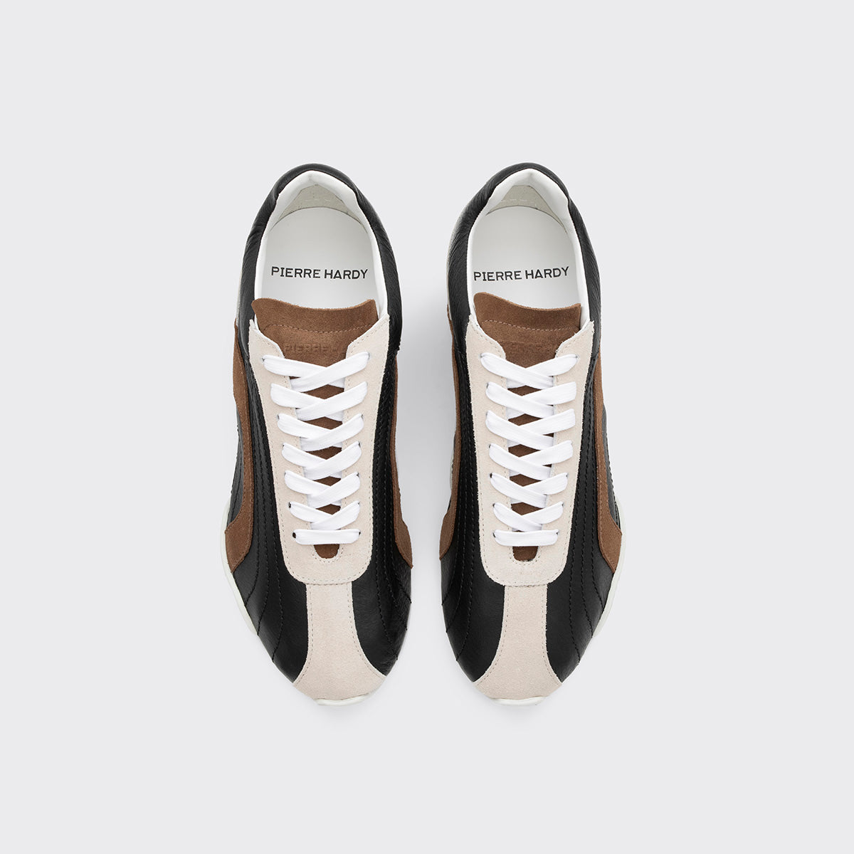 Pierre Hardy JUMP SNEAKERS, black calfskin and brown and off-white suede calfskin, vue 2