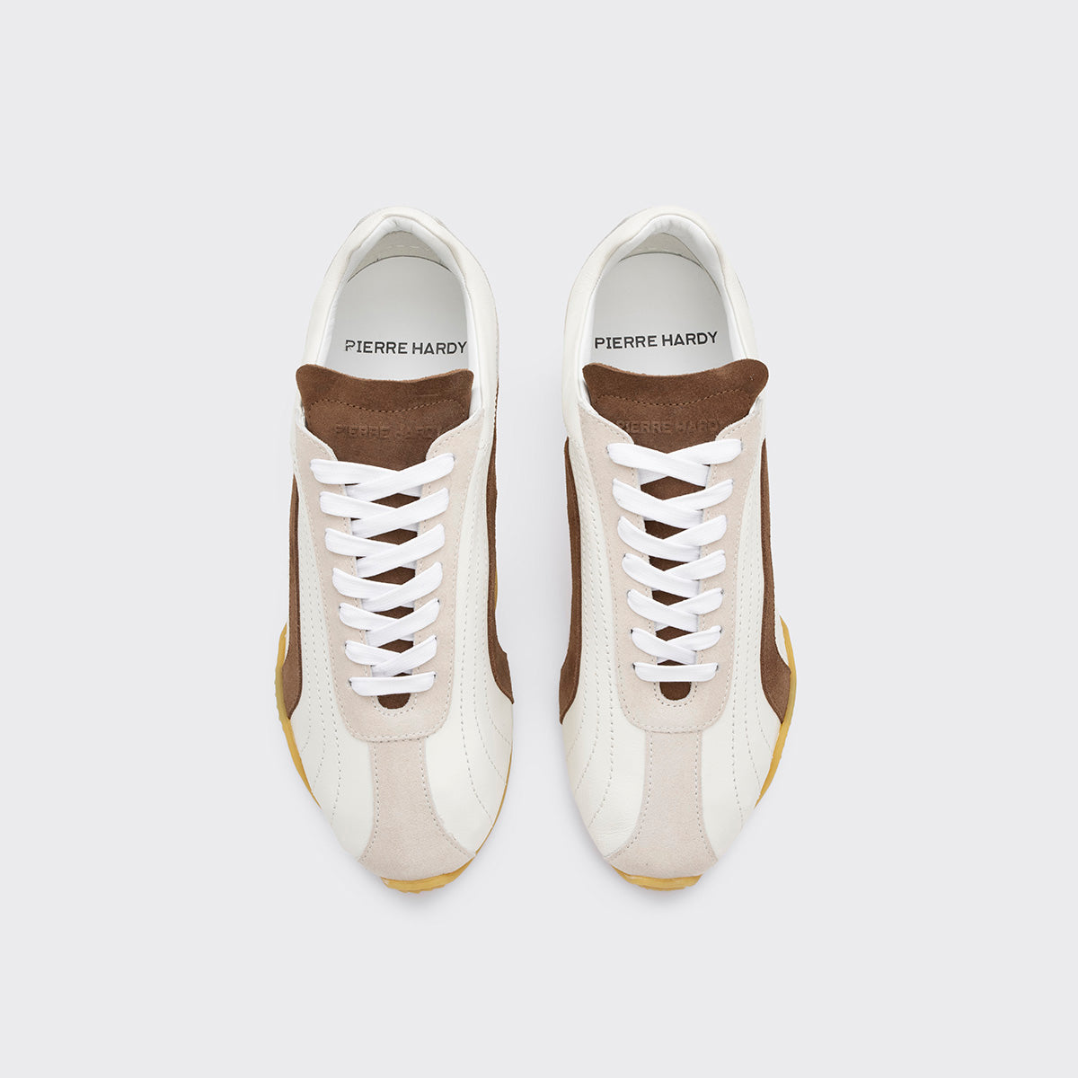 Pierre Hardy JUMP SNEAKERS, white calfskin and brown and off-white suede calfskin, vue 2