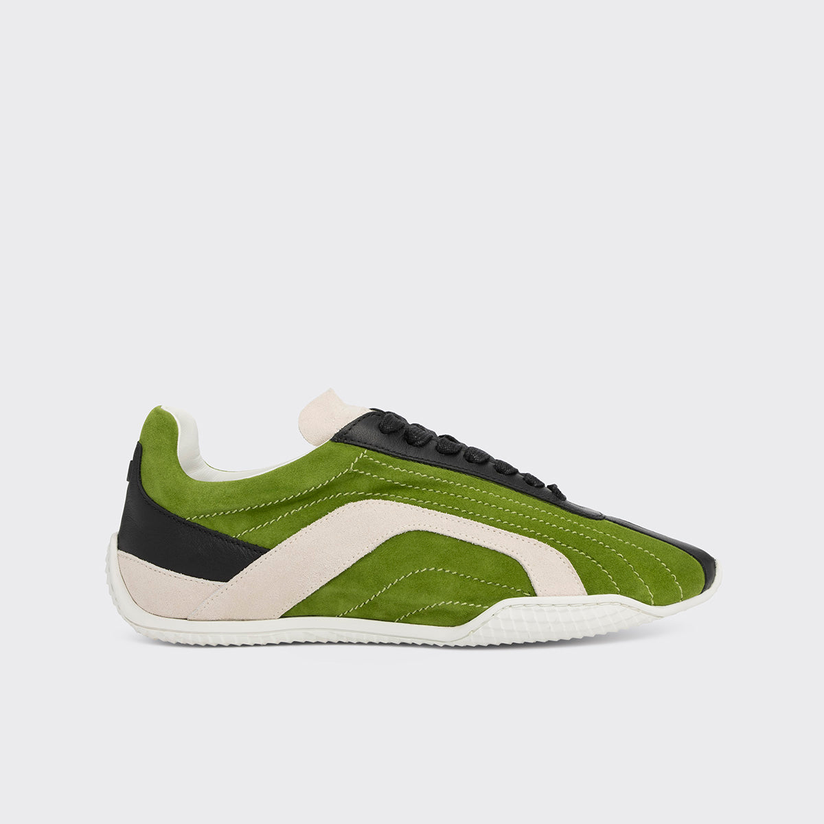Pierre Hardy JUMP SNEAKERS, green suede kidskin, black calfskin and off-white suede calfskin