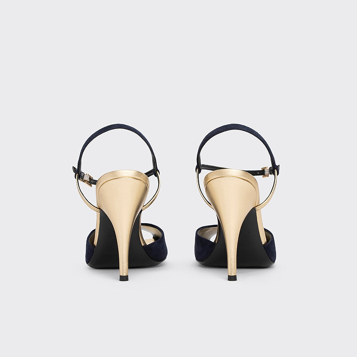 Pierre Hardy GILDA HEELED SANDAL, navy kidskin and champagne lambskin, vue 7