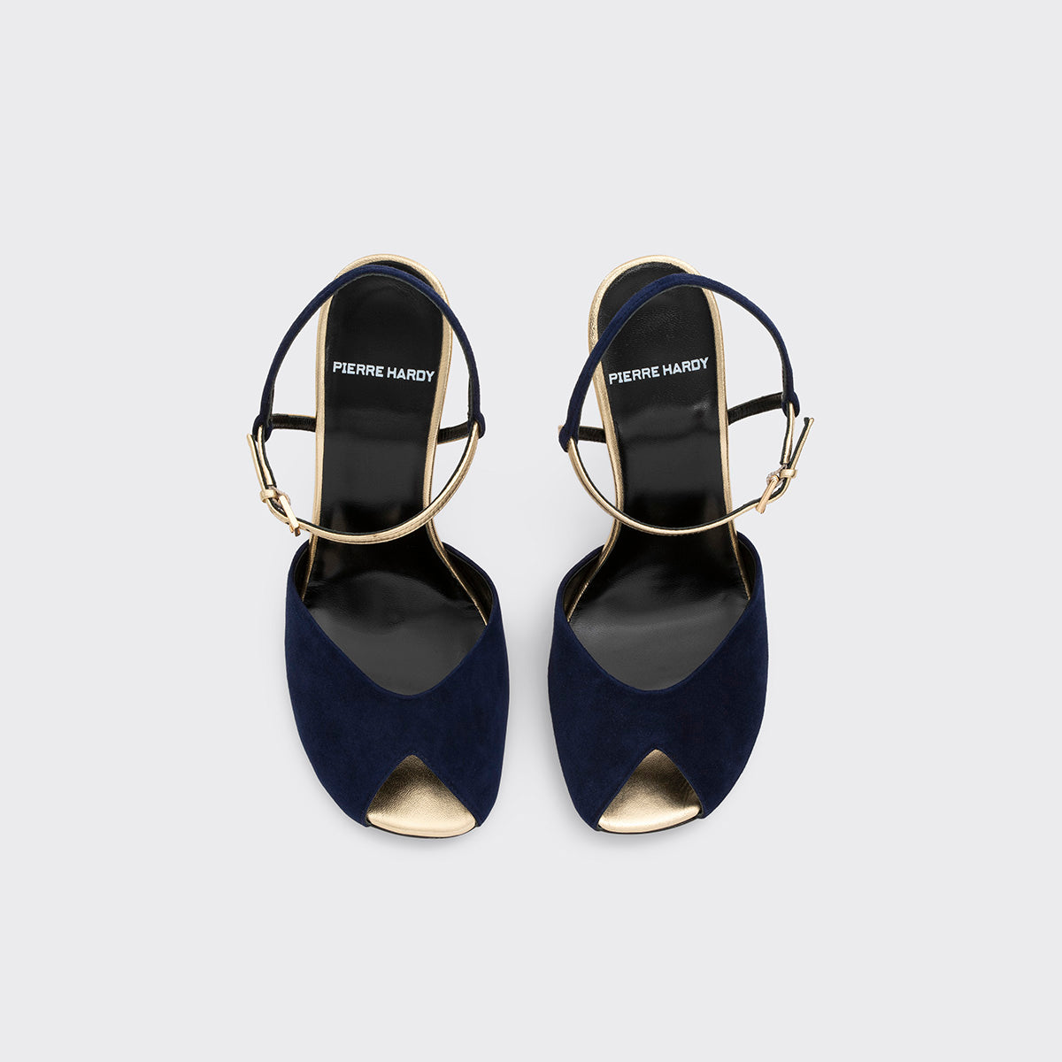 Pierre Hardy GILDA HEELED SANDAL, navy kidskin and champagne lambskin, vue 3