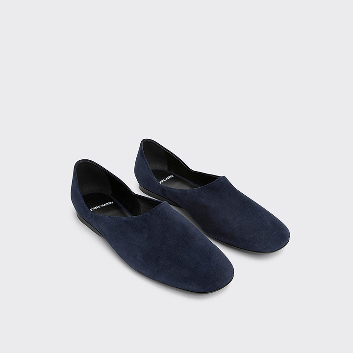 Pierre Hardy PIA SLIP-ON SHOES, navy suede kidskin, vue 3