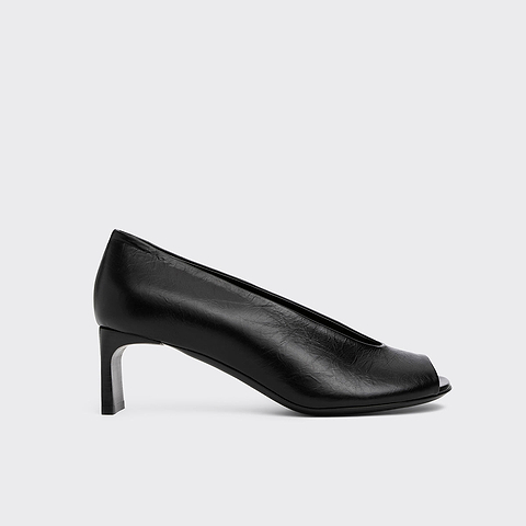 Pierre Hardy KAREN PUMP PEEP TOE, black crinkled calfskin