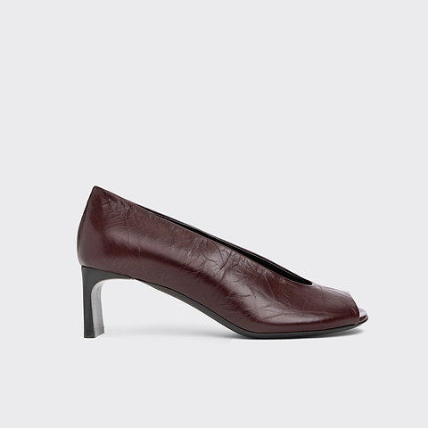 Pierre Hardy KAREN PUMP PEEP TOE, burgundy crinkled calfskin