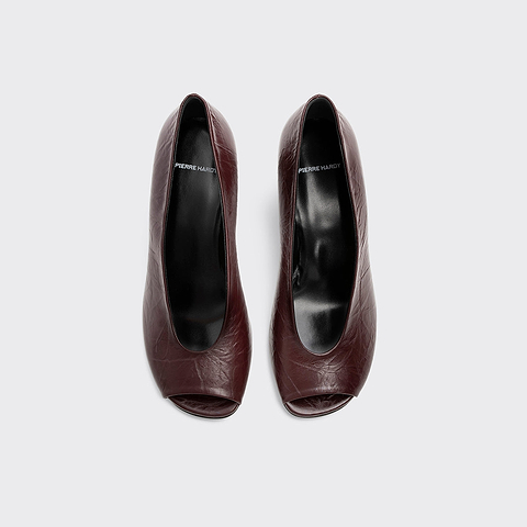 Pierre Hardy KAREN PUMP PEEP TOE, burgundy crinkled calfskin, vue 2