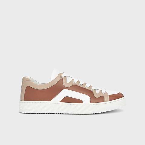 Pierre Hardy BASKETS ALPHA - FEMME, cuir de veau marron clair, beige et blanc