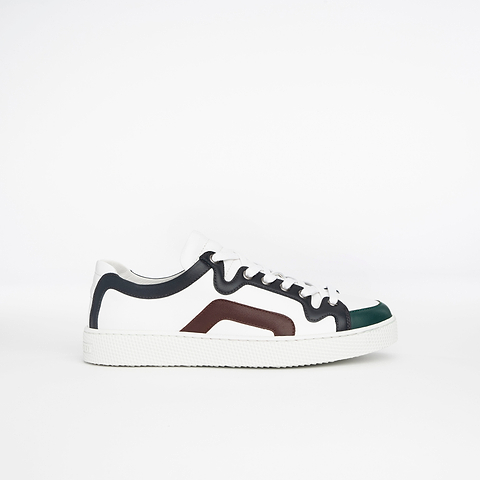 Pierre Hardy ALPHA SNEAKERS - WOMEN, white, green, navy blue and burgundy calfskin