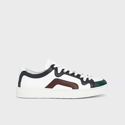 Pierre Hardy BASKETS ALPHA - FEMME, cuir de veau blanc, vert, bleu marine et bordeaux