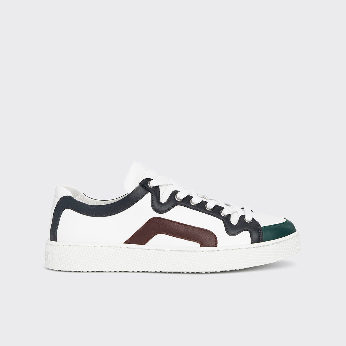 Pierre Hardy BASKETS ALPHA - FEMME, cuir de veau blanc, vert, bleu marine et bordeaux