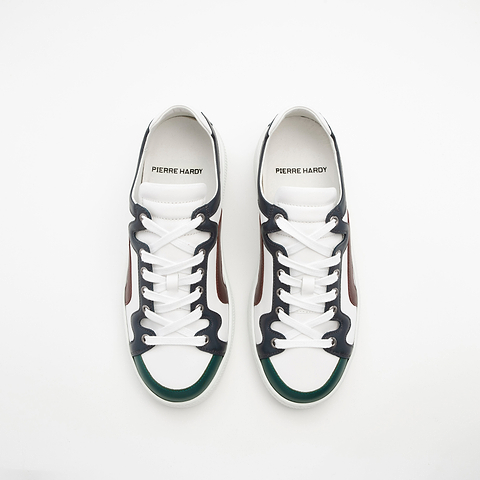 Pierre Hardy ALPHA SNEAKERS - WOMEN, white, green, navy blue and burgundy calfskin, vue 2