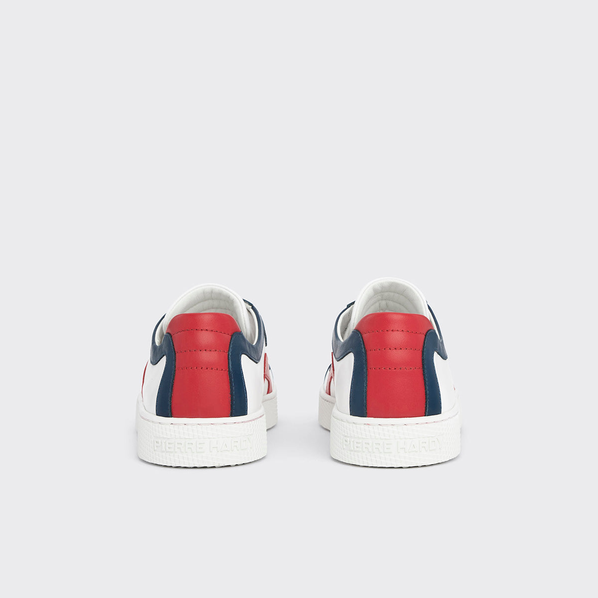 Pierre Hardy BASKETS ALPHA - FEMME, cuir de veau blanc, bleu marine et rouge, vue 6