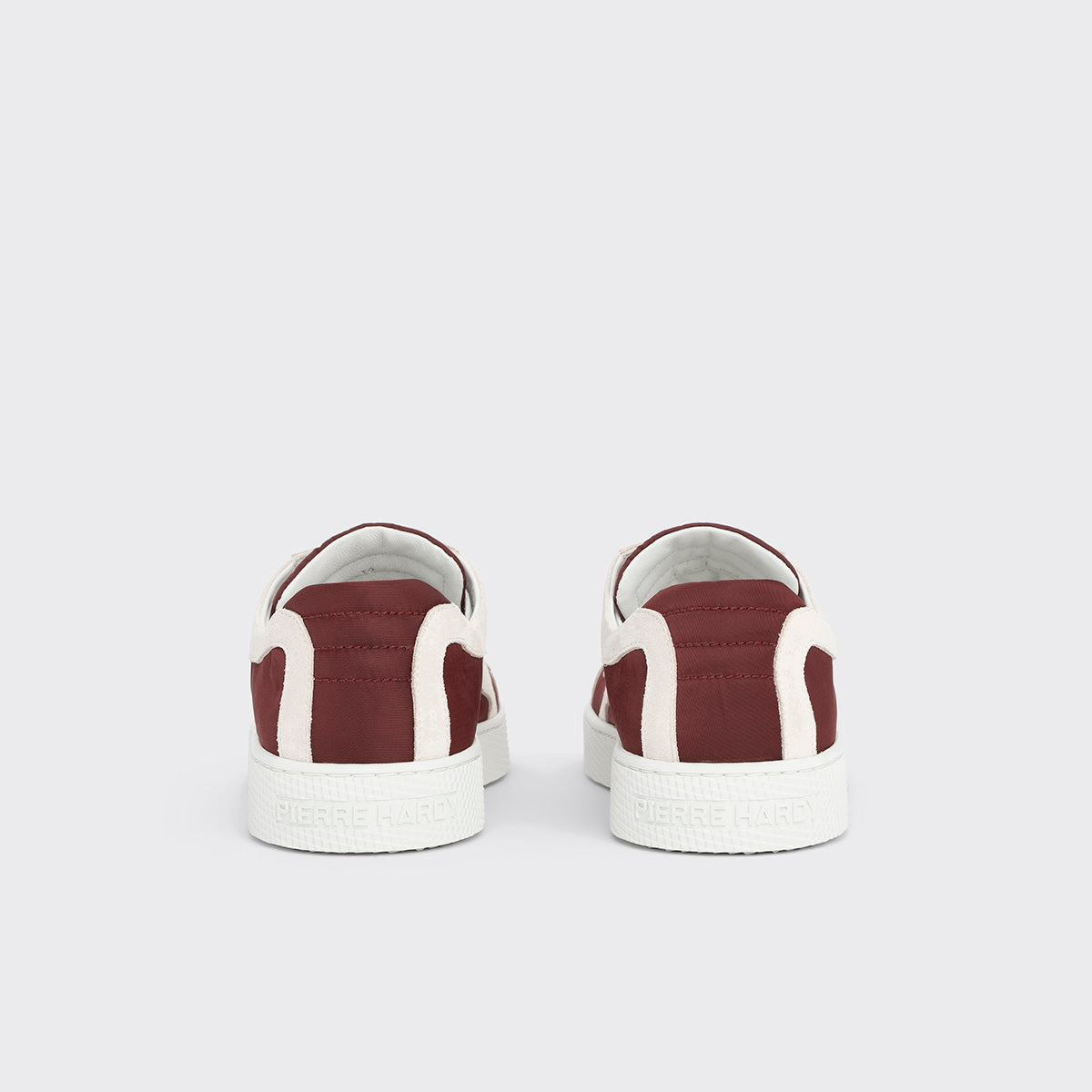 Pierre Hardy BASKETS ALPHA - FEMME, toile de nylon bordeaux et cuir de veau velours blanc, vue 9
