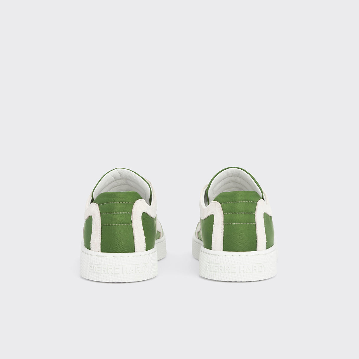 Pierre Hardy BASKETS ALPHA - FEMME, toile de nylon verte et cuir de veau velours blanc, vue 9