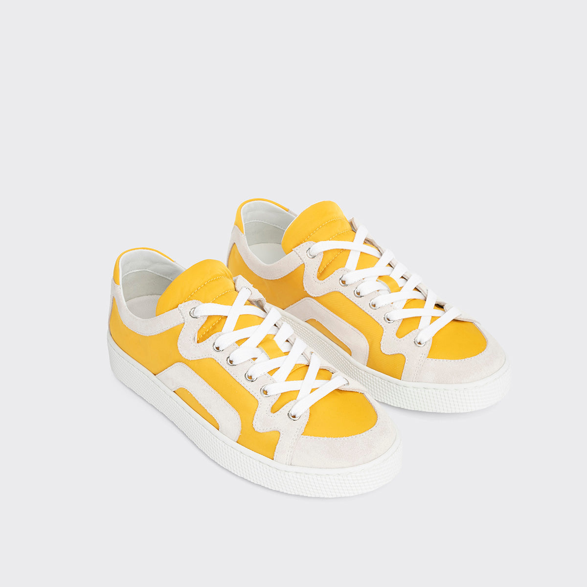Pierre Hardy ALPHA SNEAKERS - WOMEN, yellow nylon canvas and white suede calfskin, vue 8