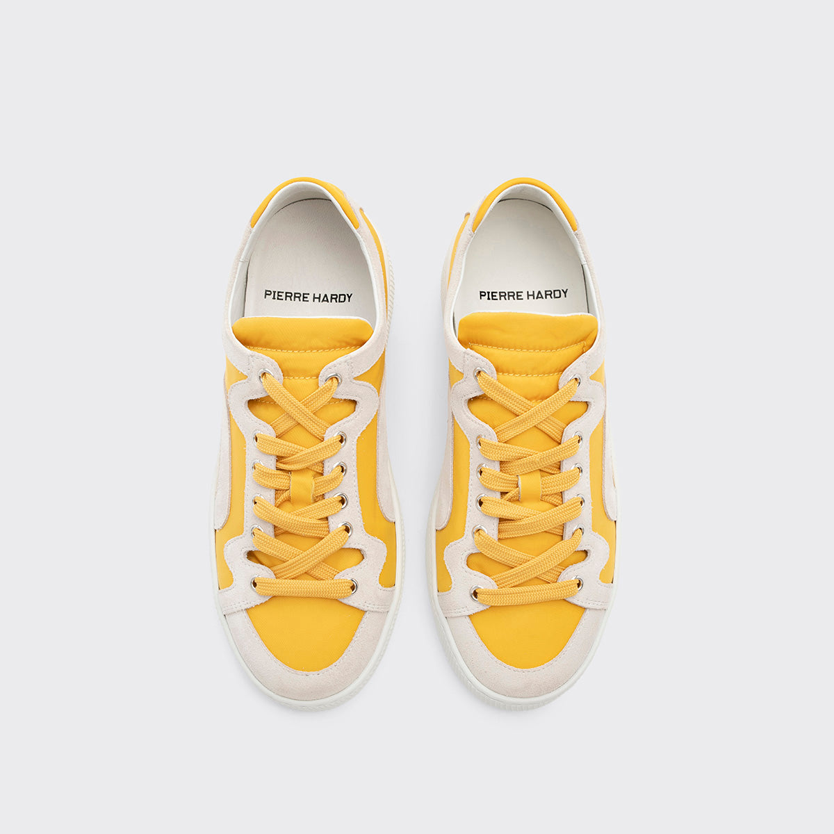 Pierre Hardy ALPHA SNEAKERS - WOMEN, yellow nylon canvas and white suede calfskin, vue 6
