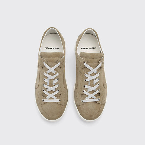 Pierre Hardy BASKETS ALPHA - FEMME, cuir de veau velours sable, vue 2