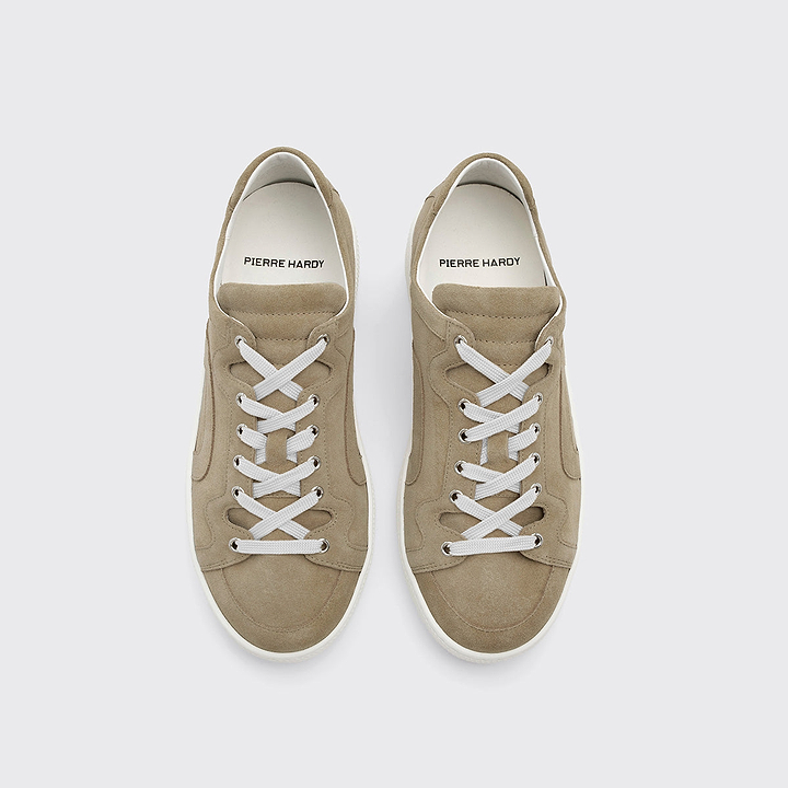 Pierre Hardy BASKETS ALPHA - FEMME, cuir de veau velours sable, vue 2