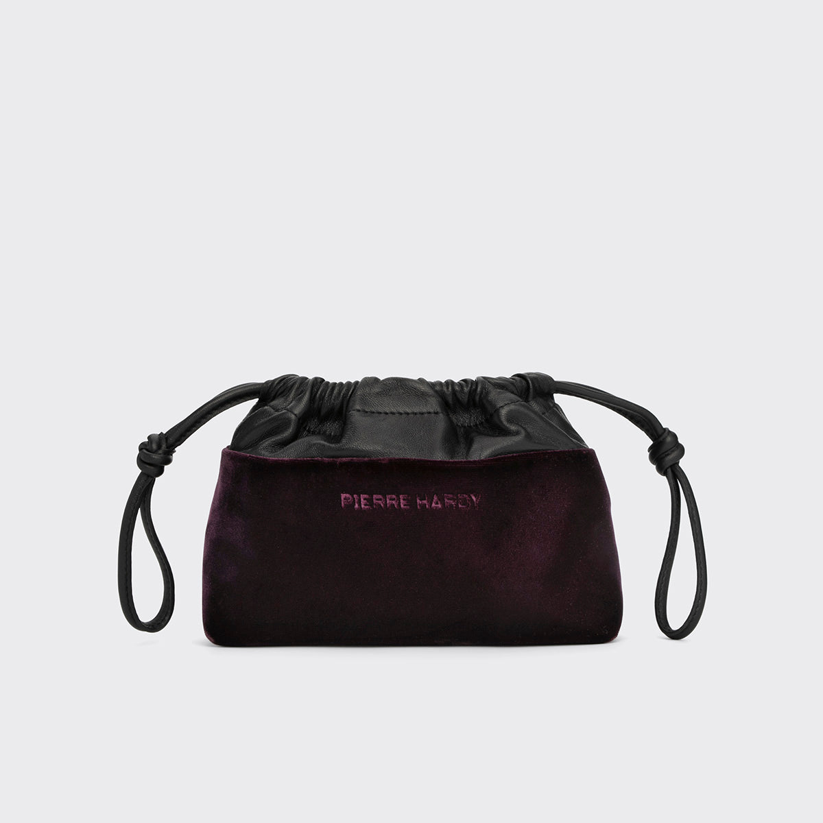 Pierre Hardy MINI TWIN CLUTCH, plum suede and black lambskin, vue 8