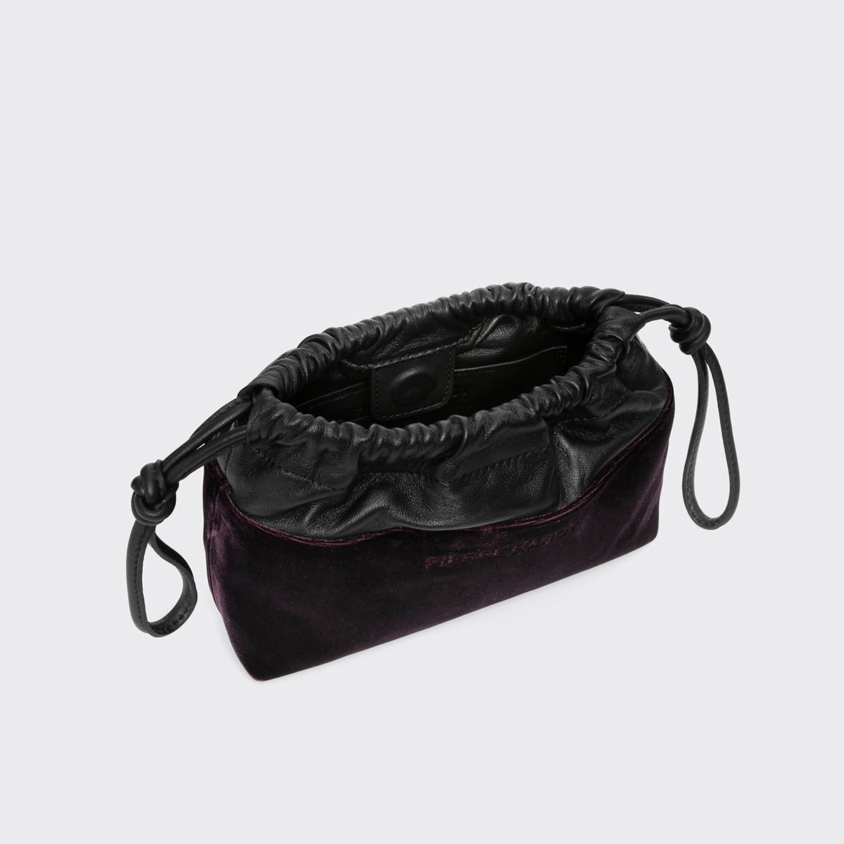 Pierre Hardy MINI TWIN CLUTCH, plum suede and black lambskin, vue 5