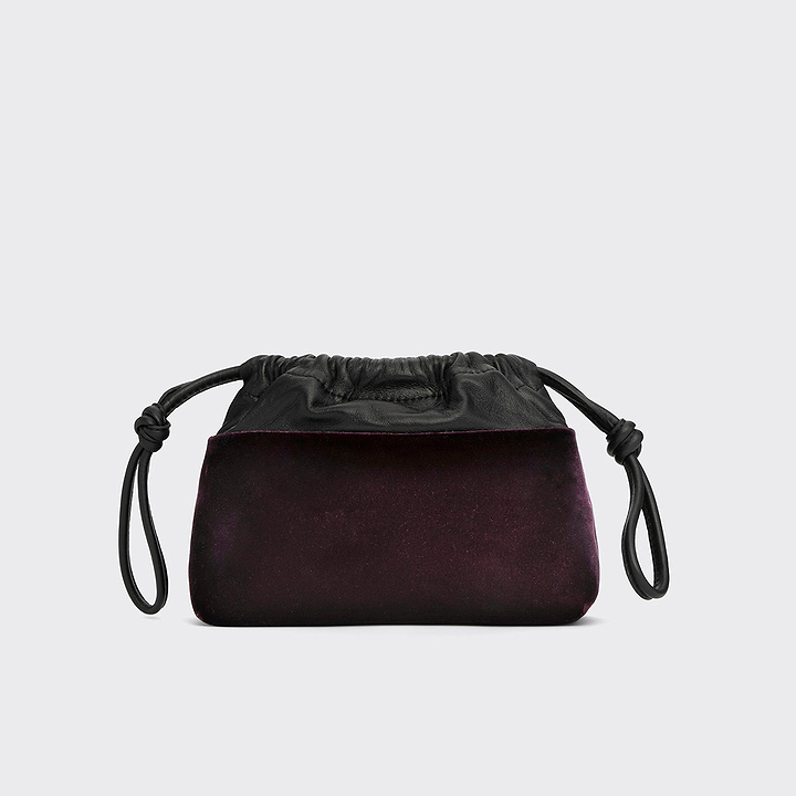 Pierre Hardy MINI TWIN CLUTCH, plum suede and black lambskin, vue 7