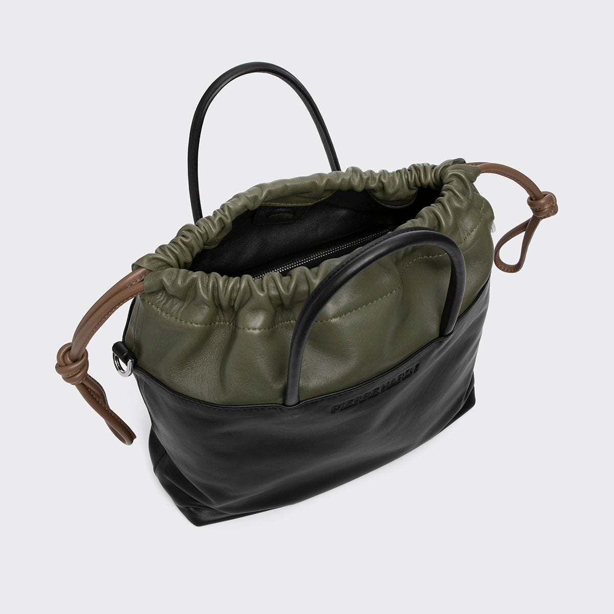 Pierre Hardy TWIN BAG, black calfskin and khaki lambskin, vue 2