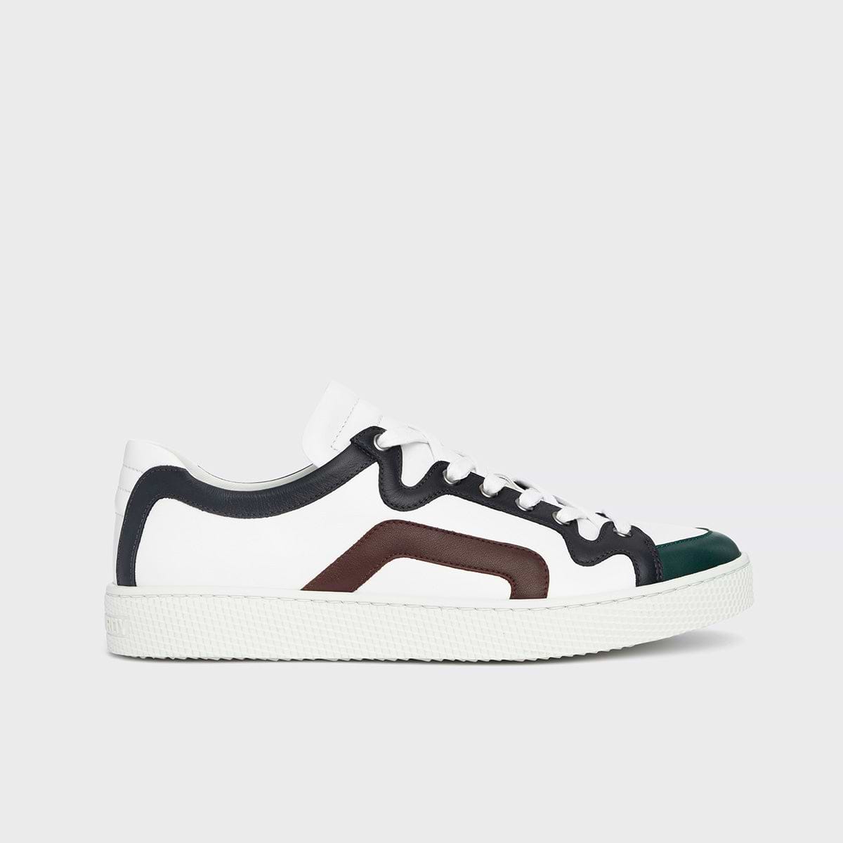 Pierre Hardy ALPHA SNEAKERS - MEN, white, green, navy blue and burgundy calfskin