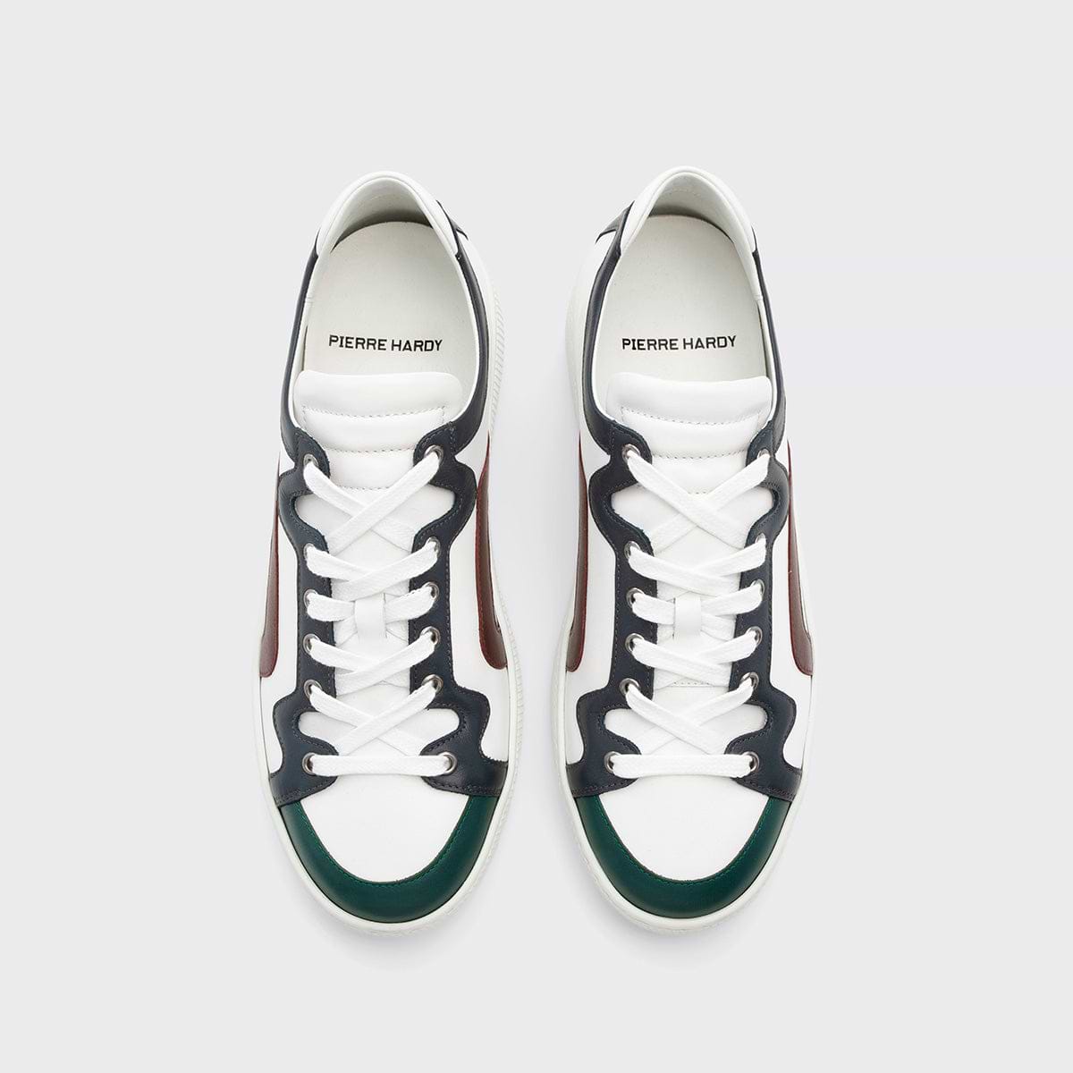 Pierre Hardy ALPHA SNEAKERS - MEN, white, green, navy blue and burgundy calfskin, vue 2