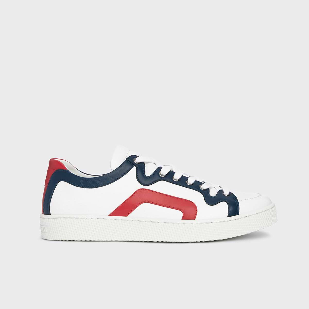 Pierre Hardy ALPHA SNEAKERS - MEN, white, navy and red calfskin