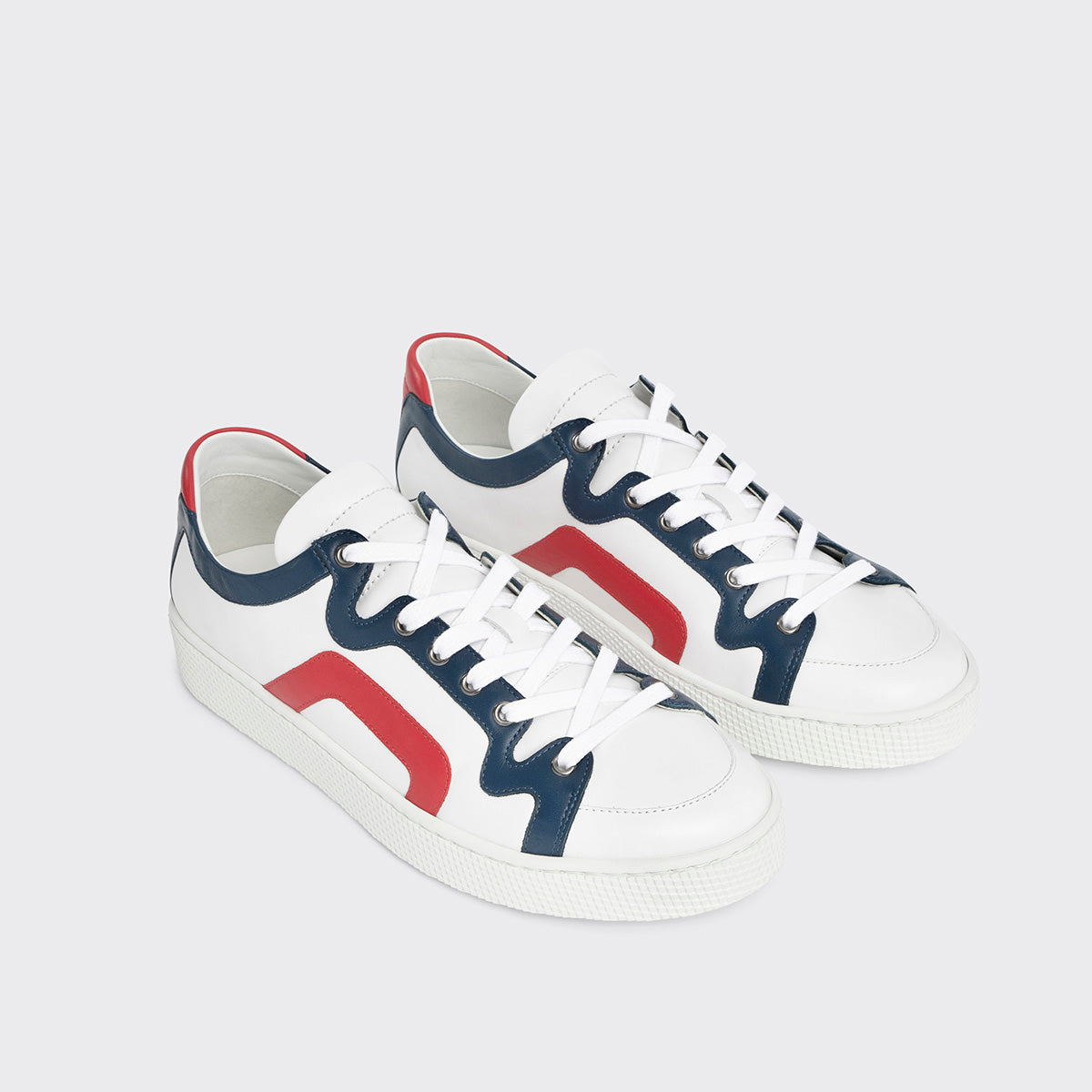 Pierre Hardy ALPHA SNEAKERS - MEN, white, navy and red calfskin, vue 3