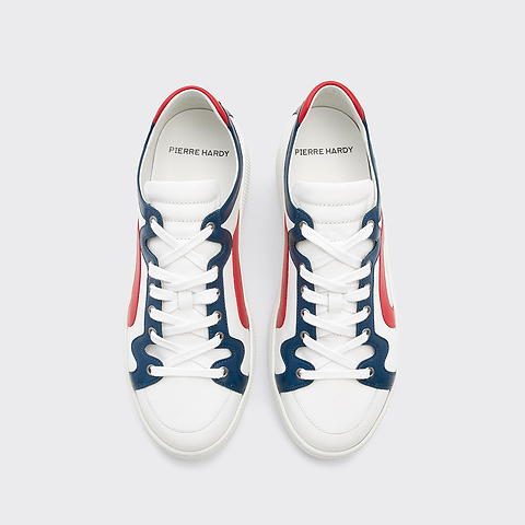 Pierre Hardy ALPHA SNEAKERS - MEN, white, navy and red calfskin, vue 2