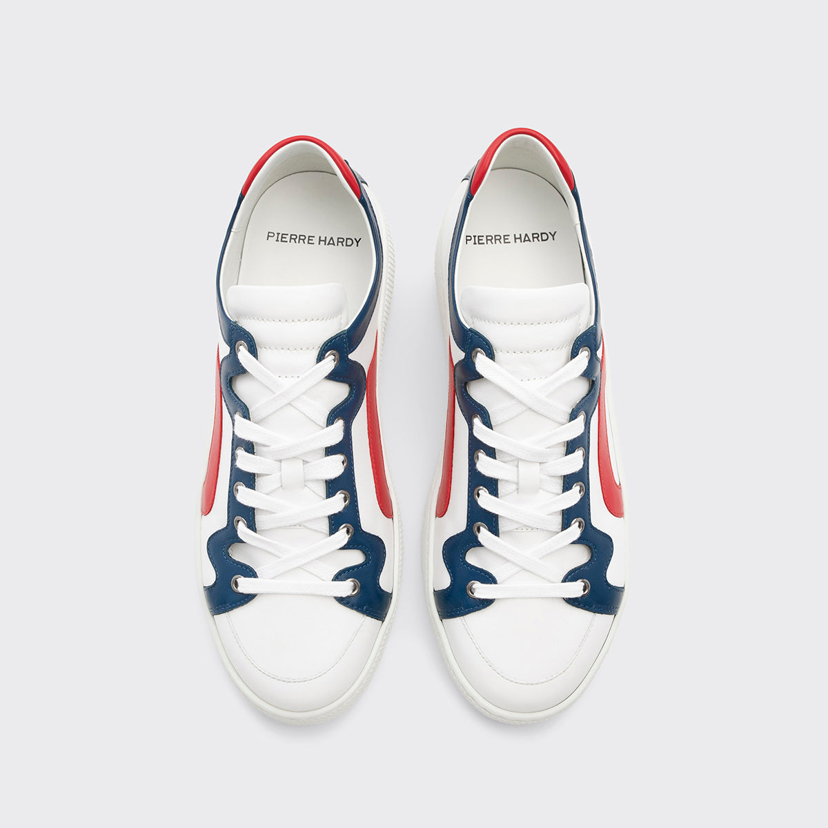 Pierre Hardy ALPHA SNEAKERS - MEN, white, navy and red calfskin, vue 2