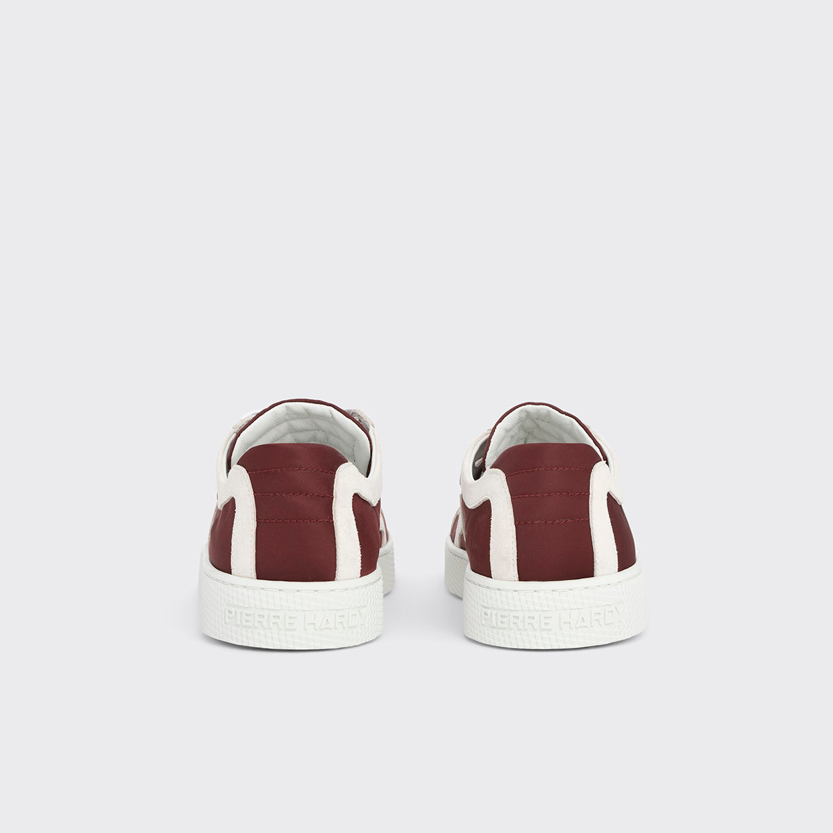 Pierre Hardy ALPHA SNEAKERS - MEN, burgundy nylon canvas and white suede calfskin, vue 9